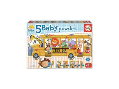 GENERIQUE Educa Borras School Bus Animals 5 Babys Multicolore 2-5 Years