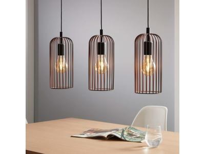 EGLO  lampe suspendue roccamena 3 lampes noir et cuivre 425535