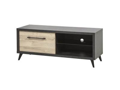 ALTOBUY EMILE - Meuble TV 1 Porte 2 Niches Aspect Bois et B&eacute;ton - 