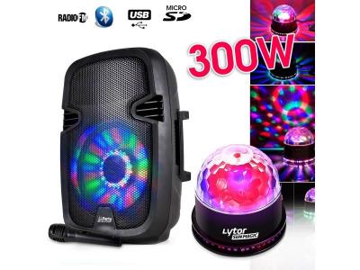 PARTY LIGHT & SOUND Enceinte mobile sur batterie party7 300w usb bluetooth + fm + micro + effet astro sunmagic led rvb