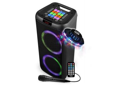 FESTISOUND enceinte sonorisation - party karaok&eacute; sunset 208 - 600w usb/sd/pc bluetooth, micro filaire, 2x boomer &agrave; led rvb + soucoupe ovni 