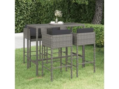 VIDAXL Ensemble de bar de jardin 5 pcs - Gris