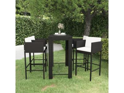 VIDAXL Ensemble de bar de jardin 5 pcs Noir