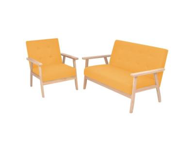 VIDAXL Ensemble de canap&eacute; 2 pcs Tissu jaune  Yellow