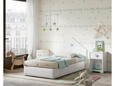PEGANE Ensemble de chambre &agrave; coucher enfant coloris blanc ( t&ecirc;te de lit + 2 chevets )