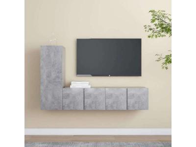 VIDAXL  - Ensemble de meuble tv 3 pcs Gris b&eacute;ton Agglom&eacute;r&eacute; Gris b&eacute;ton
