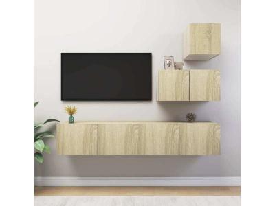 VIDAXL Ensemble de meuble TV 4 pcs Ch&ecirc;ne sonoma Bois d ing&eacute;nierie