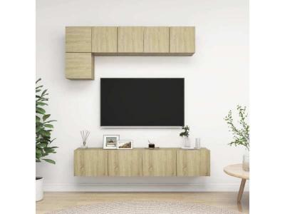 VIDAXL Ensemble de meuble tv 5 pcs ch&ecirc;ne sonoma agglom&eacute;r&eacute;