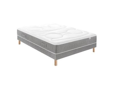 DOUCES NUITS Ensemble Mirage Mousse HR 35kg/m3 + Visco&eacute;lastique + Sommier Base Ferme 160x200