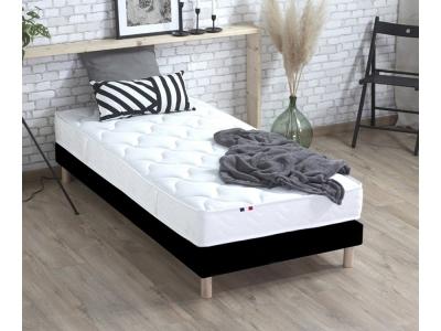 IDLITERIE Ensemble matelas latex 3 zones sommier noir 90x190