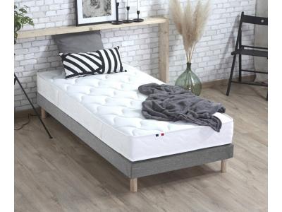  Ensemble matelas latex 3 zones sommier gris 90x190