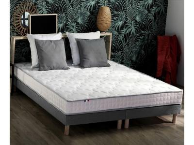 Ensemble matelas 100% latex 3 zones sommier gris 160x200