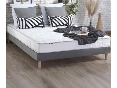 Ensemble matelas 100% latex 3 zones sommier gris 140x190