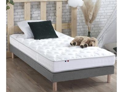  Ensemble matelas 100% latex5 zones sommier gris 90x200