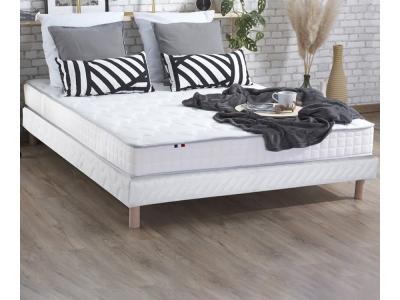 Ensemble matelas 100% latex5 zones sommier blanc 140x190