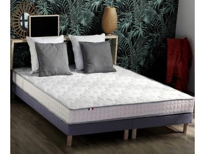 Ensemble matelas 100% latex5 zones sommier bleu 160x200