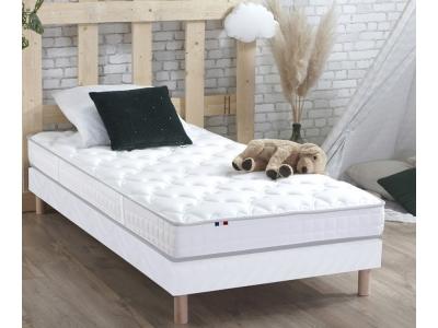 IDLITERIE Ensemble matelas 100% latex5 zones sommier blanc 90x200