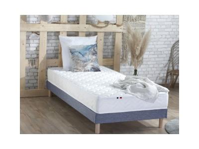  Ensemble matelas accueil latex 3 zones sommier bleu 90x200