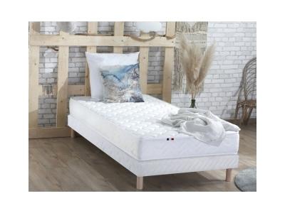  Ensemble matelas accueil latex 3 zones sommier blanc 90x200
