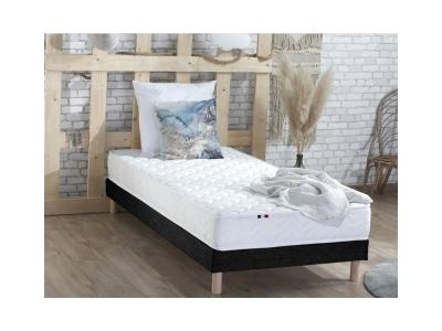  Ensemble matelas accueil latex 3 zones sommier noir 90x200