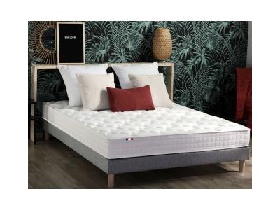 IDLITERIE Ensemble matelas m&eacute;moire de forme sommier gris 140x190