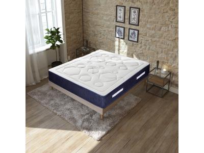  Ensemble Matelas Dolce Vita Ressorts ensach&eacute;s Accueil m&eacute;moire 28cm et Sommier Kit Bois 140x200cm