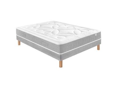 DOUCES NUITS Ensemble Matelas et Sommier 9738-8 160x200 Ferme Sommier Moelleux Blanc