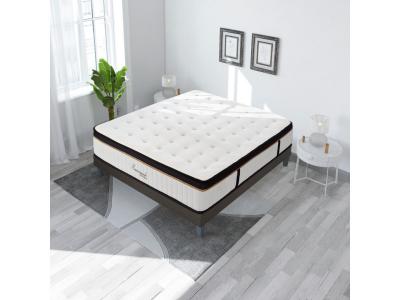 MAISON AUBERTIN Ensemble Matelas Emeraude Mousse Acceuil M&eacute;moire de Forme et sommier tissu gris - 140 x 200 cm