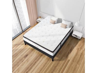  Ensemble Matelas Emeraude Mousse Accueil m&eacute;moire moelleux 24 cm et Sommier Bois Noir - 180x200 cm
