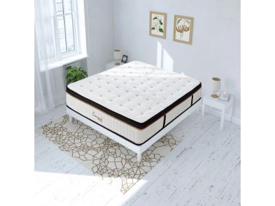  Ensemble Matelas Emeraude Mousse Accueil m&eacute;moire moelleux 24 cm et Sommier Bois Blanc - 180x200cm