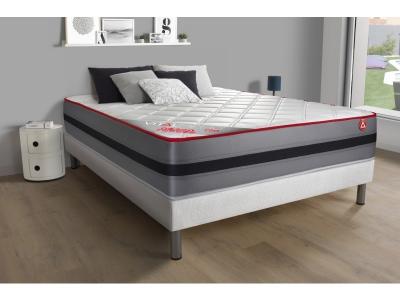 VITALIT Ensemble Matelas Sommier 160x200 cm - Vitalmemo Back Blanc