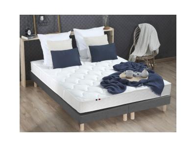 Ensemble matelas mousse ferme sommier gris 160x200