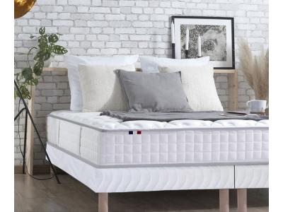  Ensemble matelas ressort m&eacute;moire forme sommier blanc 180x200