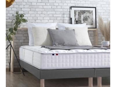 Ensemble matelas ressort m&eacute;moire forme sommier gris 180x200