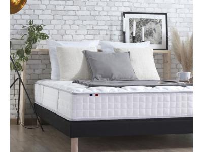  Ensemble matelas ressort m&eacute;moire forme sommier noir 140x190