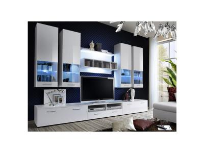 PARIS PRIX Ensemble meuble tv mural - dorade - l 100 cm - 5 &eacute;l&eacute;ments - blanc