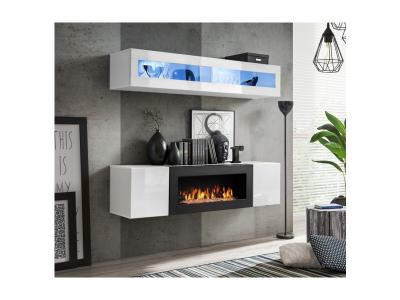 AC DECO Meuble mural & chemin&eacute;e ""fly ix"" 160cm blanc