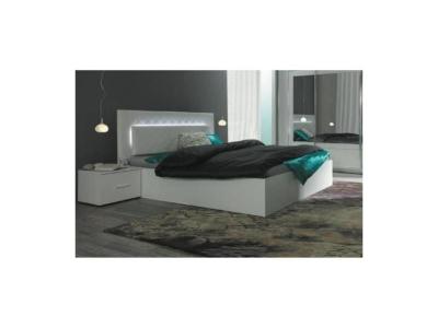 Ensemble Pour Chambre &Agrave; Coucher Panarea. Lit Adulte Design Avec Led + Deux Chevets + 