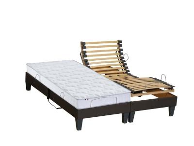 Sommier &eacute;lectrique et matelas m&eacute;moire forme 2x80x200