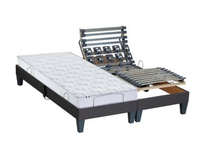 SELENIA Sommier &eacute;lectrique et matelas m&eacute;moire forme 2x80x200