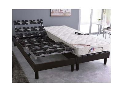 IDLITERIE Ensemble relaxation m&eacute;moire de forme + sommier avec zone lombaire ferme - fabrication france dimensions - 2x80 x 200 cm EASTRAT0DFS 