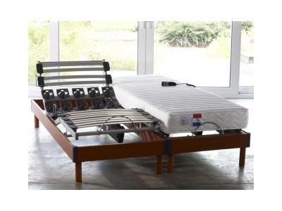 IDLITERIE Sommier &eacute;lectrique et matelas m&eacute;moire forme 2x80x200