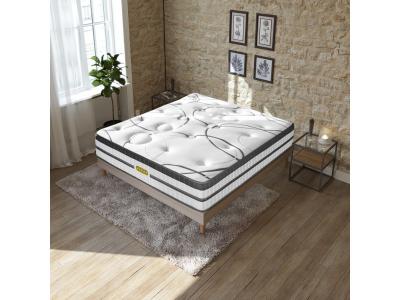 MAISON AUBERTIN Ensemble sommier bois et Matelas Concorde Ressorts ensach&eacute;s Accueil m&eacute;moire - 26cm - 90x200cm