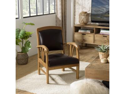 MACABANE  Fauteuil en cuir marron