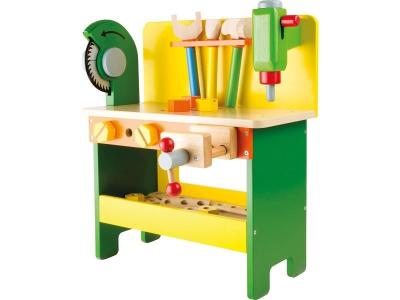 SMALL FOOT Etabli ""christian"" en bois jaune vert