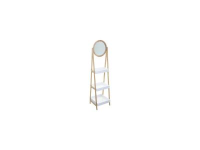 Tag&egrave;re 3 niveaux avec miroir L&eacute;a 5five Blanc - Naturel et blanc
