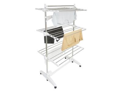 TODECO Etendoir &agrave; Linge, Etendage &agrave; Linge, 3 &eacute;tag&egrave;res, Blanc, avec ailes et barre sup&eacute;rieure, Mat&eacute;riau: Tubes en acier inoxydable