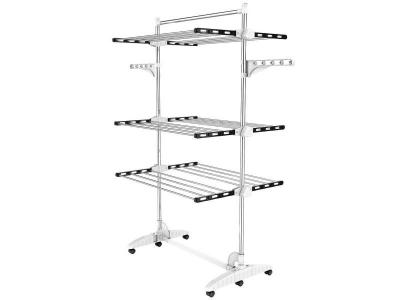 TODECO  ? Etendoir &agrave; linge 3 &eacute;tag&egrave;res ? Acier inoxydable r&eacute;sistant &agrave; la rouille ? Avec ailes et barre sup&eacute;rieure ? Dimensions d&eacute;ploy&eacute;es 87,9 x
