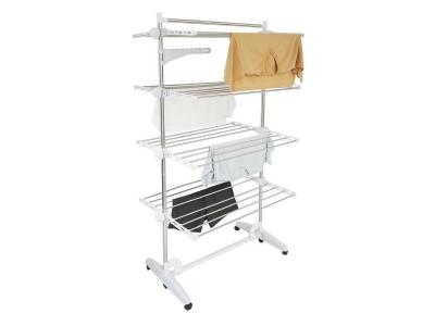 TODECO  - Etendoir &agrave; Linge, Etendage &agrave; Linge, 4 &eacute;tag&egrave;res, Blanc, avec ailes et barre sup&eacute;rieure, Mat&eacute;riau: Tubes en acier inoxydable