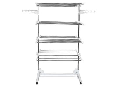 TODECO Etendoir &agrave; Linge Etendage &agrave; Linge 4 &eacute;tag&egrave;res Blanc avec ailes Mat&eacute;riau: Tubes en acier inoxydable